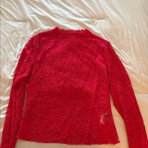 Elegant Red Lace Women's Top